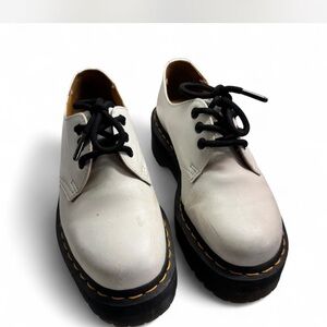 Dr. Martens White Leather Oxfords with Black Soles